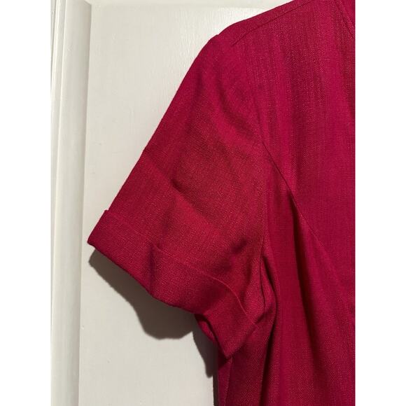 Adrianna Papell Dress Size 10 Maxi Button Down Hot Pink A-line Church Wedding - Picture 5 of 12